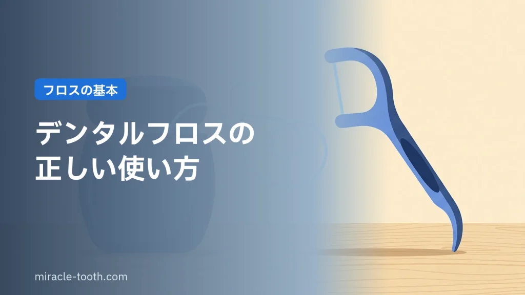 デンタルフロスの正しい使い方(フロスとY字ホルダー)